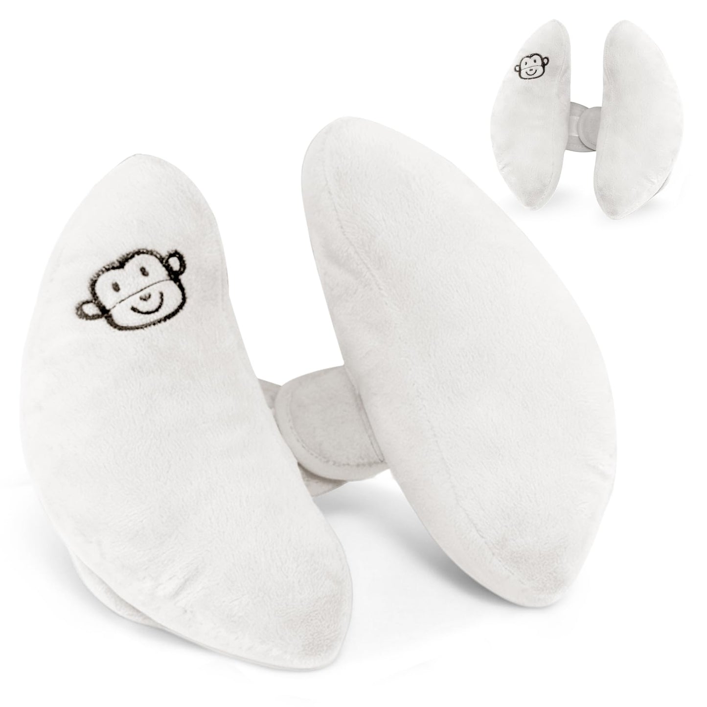 REKOBON Reposacabezas de Viaje Ajustable para Bebés, Paquete de 2, Blanco