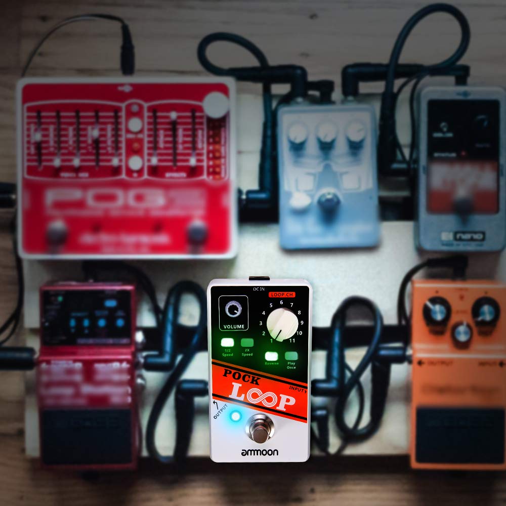 Chooyo Pock Loop Looper Pedal de Efectos de Guitarra 11 loopers Máximo de 330 mios de Tiempo de grabación Admite reproducción de Velocidad 1/2 y 2X Funciones inversas True Bypass