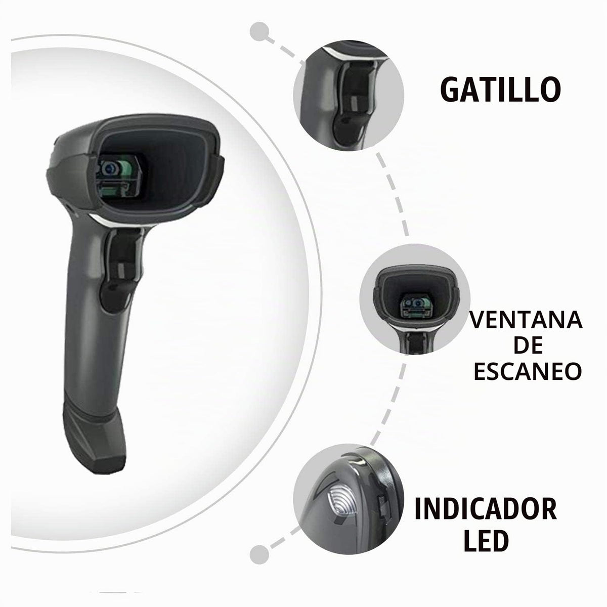 Escáner de Código de Barras JTTANDS Negro DS4608-SR USB para Sistema POS