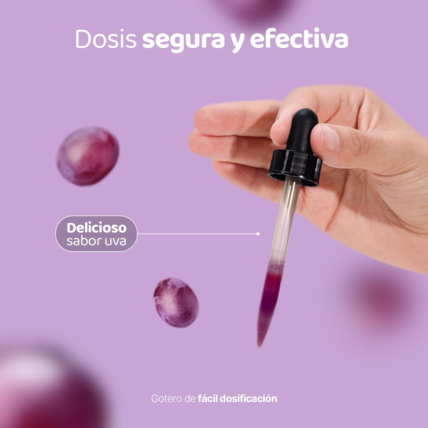 Citrato de Magnesio de 60 ml. 2 meses de consumo. Adicionado con Teanina, Vitamina B1 y Gaba para niños. Sabor Uva. Kids Mag. B Life.