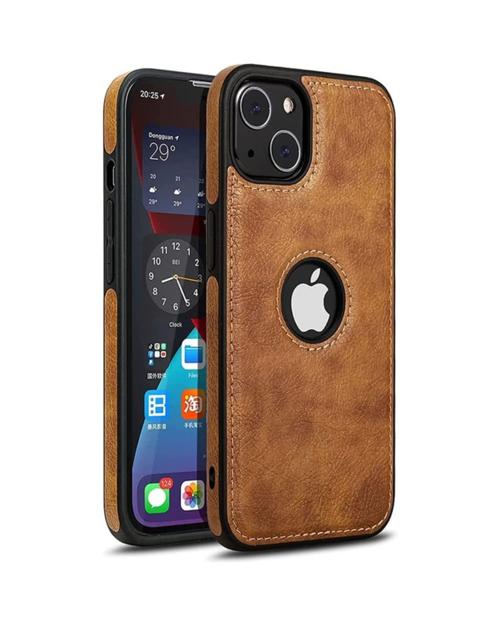 CELULARTE Funda Tipo Piel para iPhone 13 Protector PU Leather Case (Café, iPhone 13)