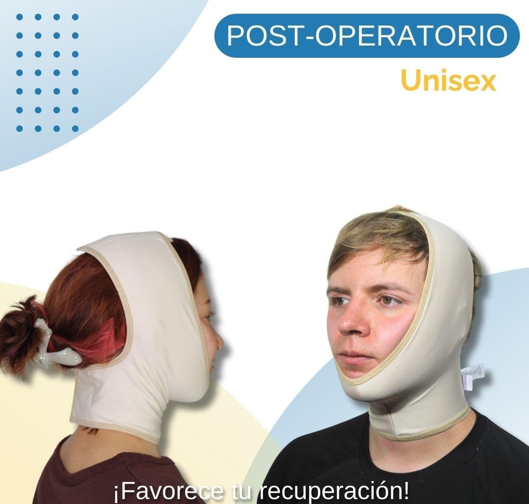 SANDRA&MONTIEL Mentonera post quirúrgica unisex unitalla ajustable para bichectomía, Correa adelgazante facial reduce papada