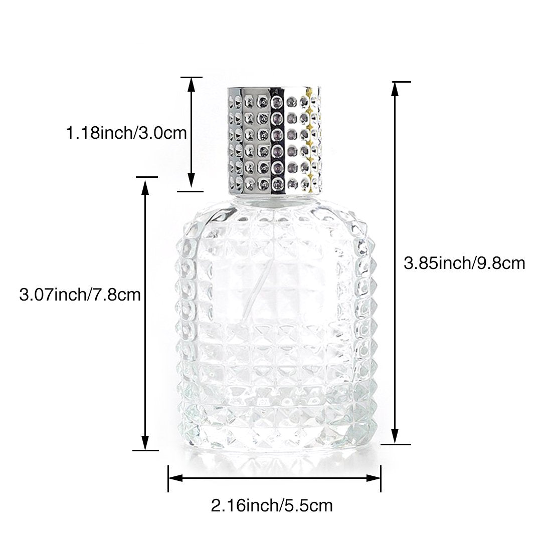 Enslz Perfume Fragancia Colonia Atomizador Vacía Botella de Vidrio Recargable Fina Spray Plata 50ml