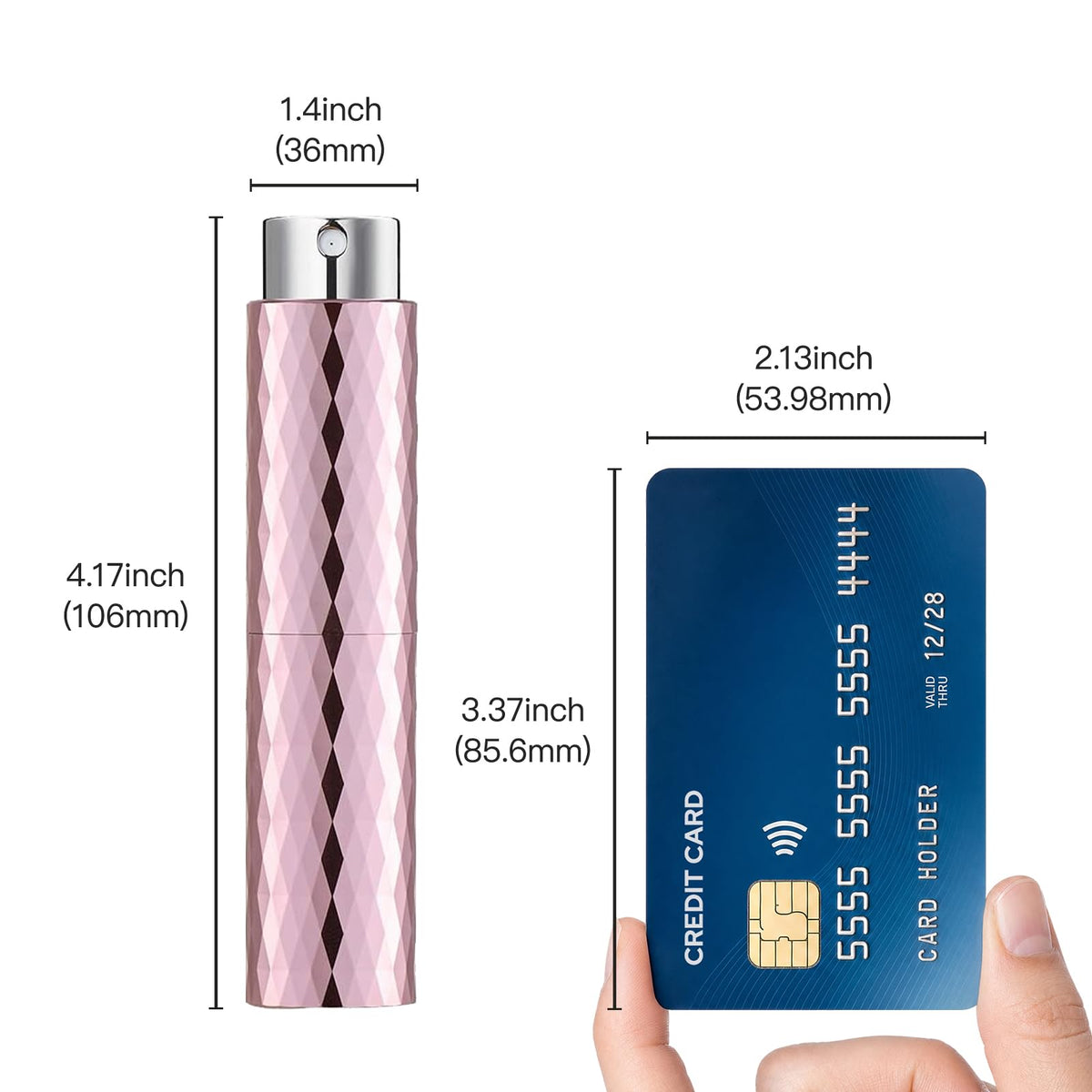 Lisapack - Dispensador de perfume de 8 ml (3 piezas), pequeño dispensador de perfume recargable, aspiradora para viajes, pulverizador de colonia portátil (patrón esculpido, plata, rosa, negro)