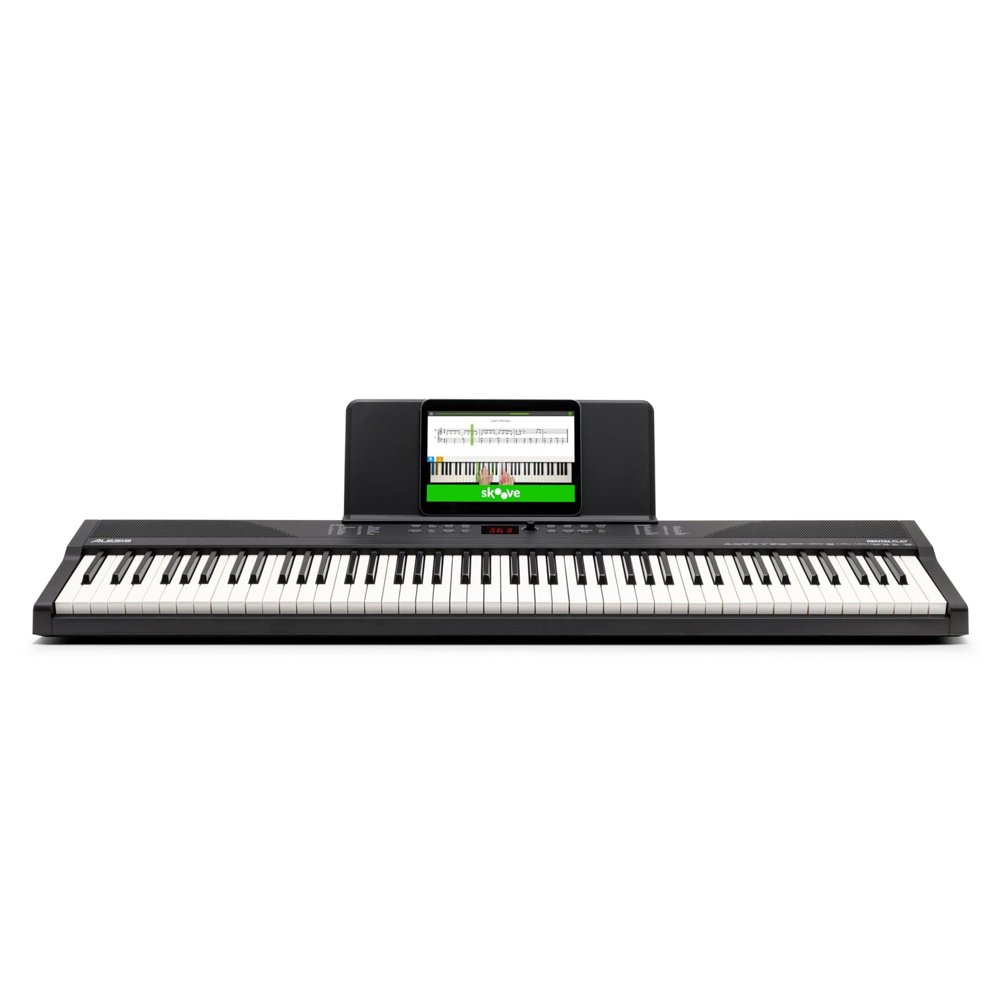 Alesis Teclado piano con 88 teclas y 480 sonidos, altavoces, MIDI USB, atril, adaptador de corriente y lecciones de piano para principiantes