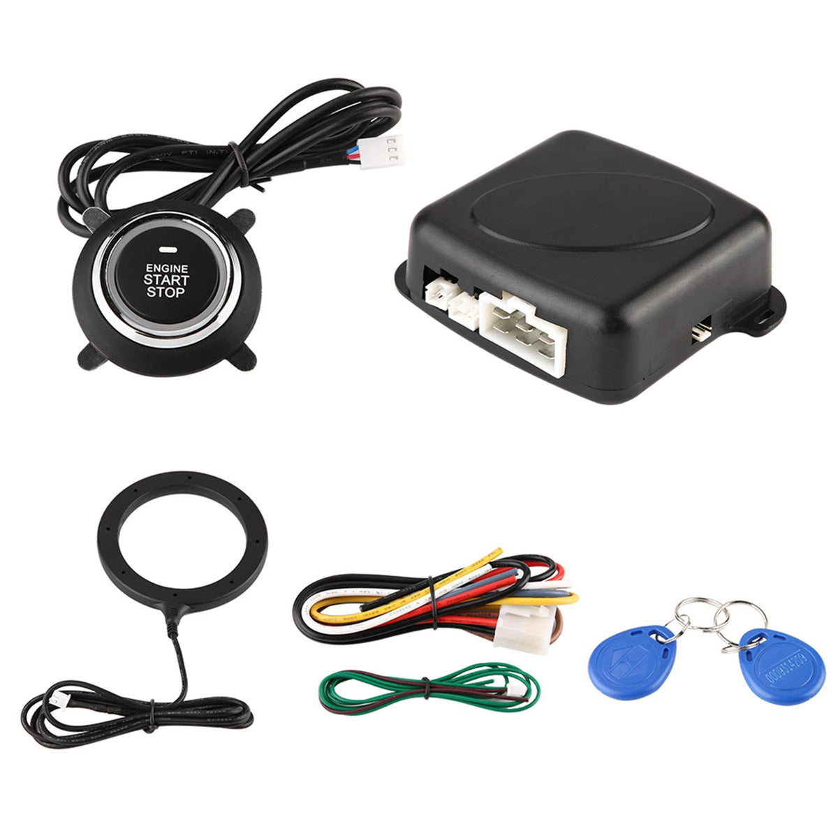 Sistema de Alarma de Coche Universal de 12V con Botón de Arranque y Bloqueo Antirrobo