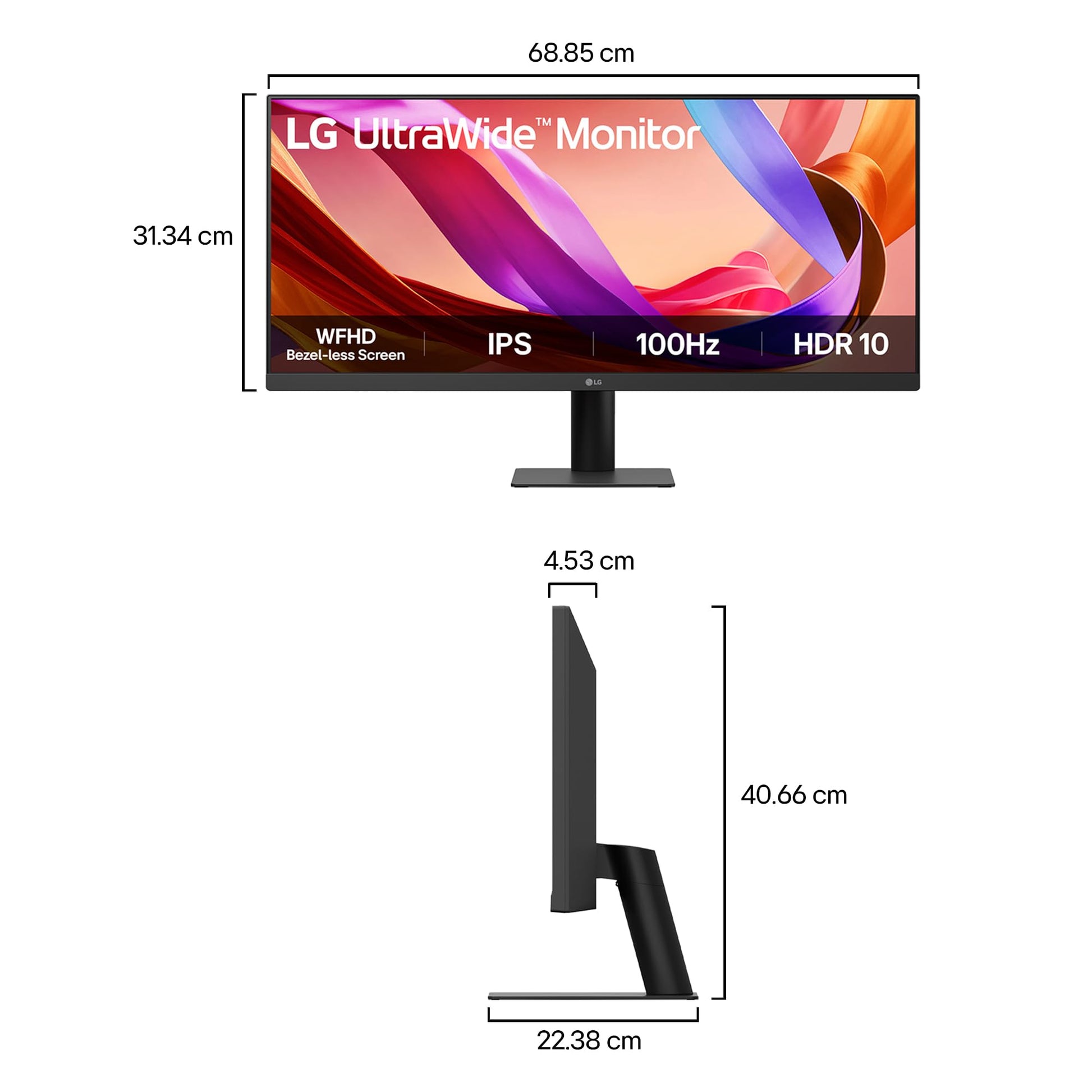 LG Monitor 29WQ500 IPS FHD(2560 x 1080) Multi tasks 29 Pulgadas Ultra Wide,100 Hz, 5 ms (GtG), Contrast Ratio de 1000:1, Compatible con AMD Freesync