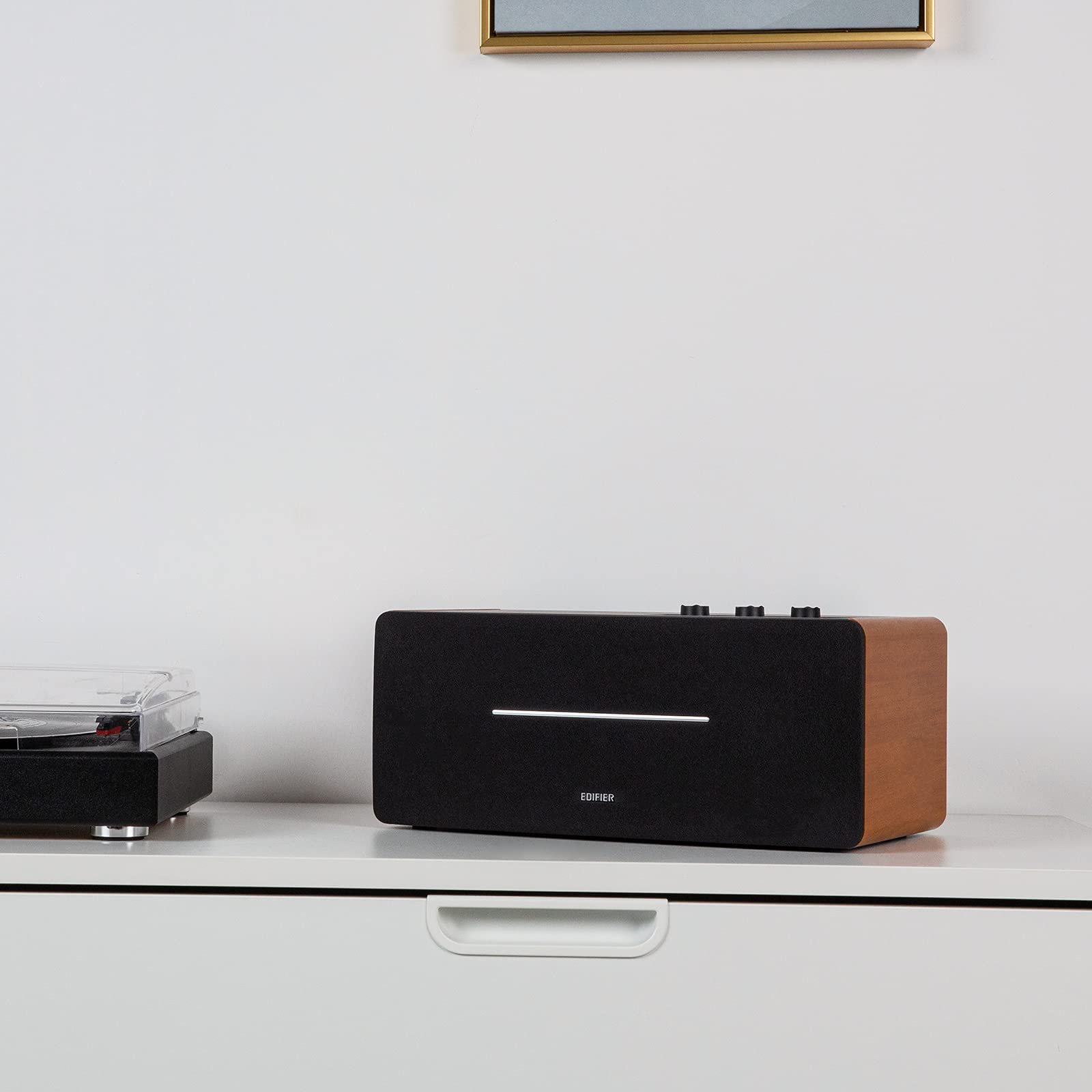 Edifier Altavoz de estantería D12 - Altavoz Bluetooth estéreo de Escritorio Integrado - Altavoz de computadora inalámbrico para Uso de Escritorio - 70 vatios RMS con Salida de línea de subwoofer