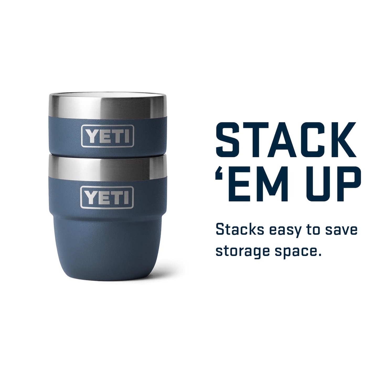 Taza de Acero Inoxidable YETI Azul Marino con Aislamiento al Vacío, 4 Onzas, Apilable, Paquete con 2 Tazas