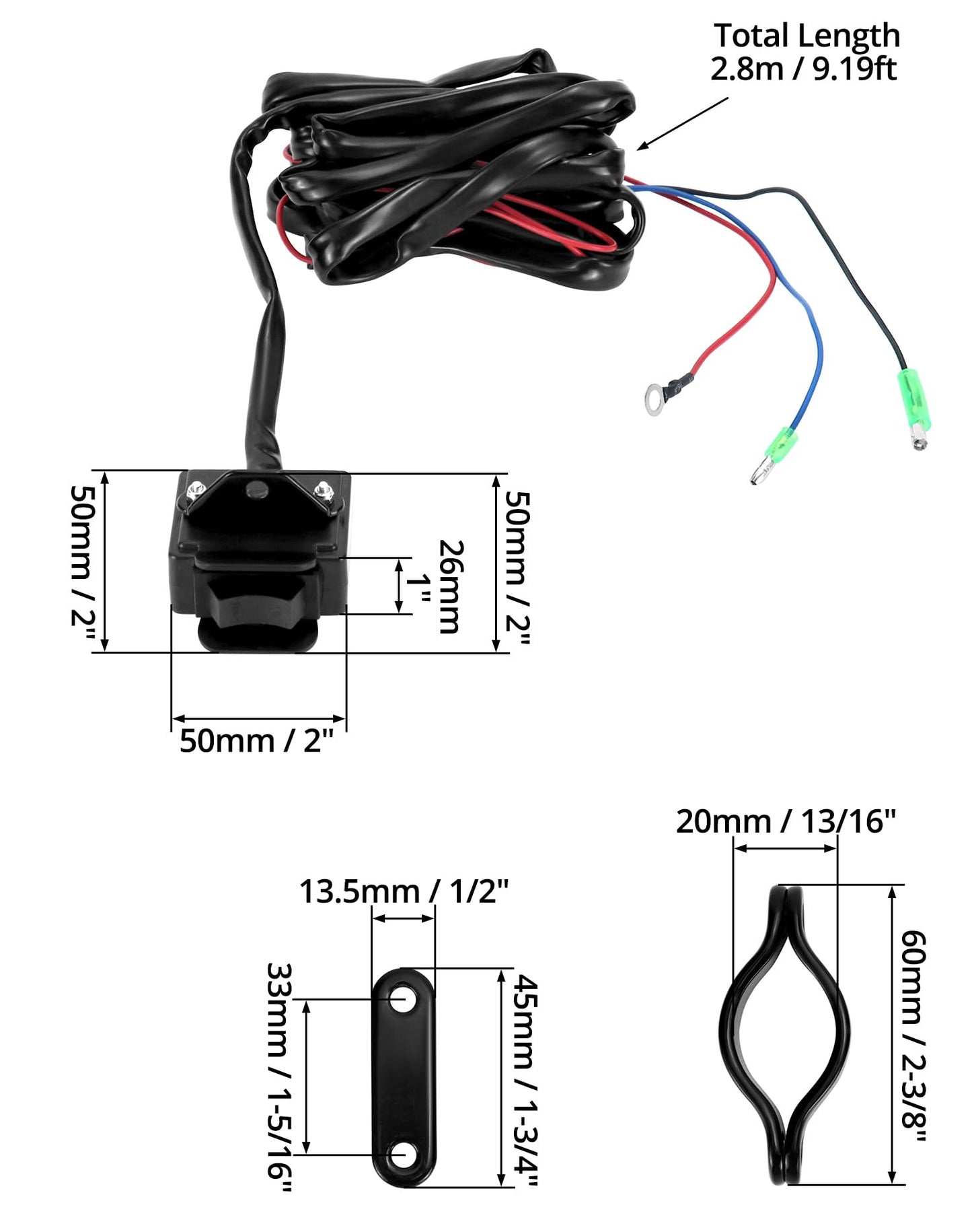 QWORK Winch Switch Kit for ATV UTV - Compatible with Polaris, Warn, KFI, and More - Solid Steel Construction