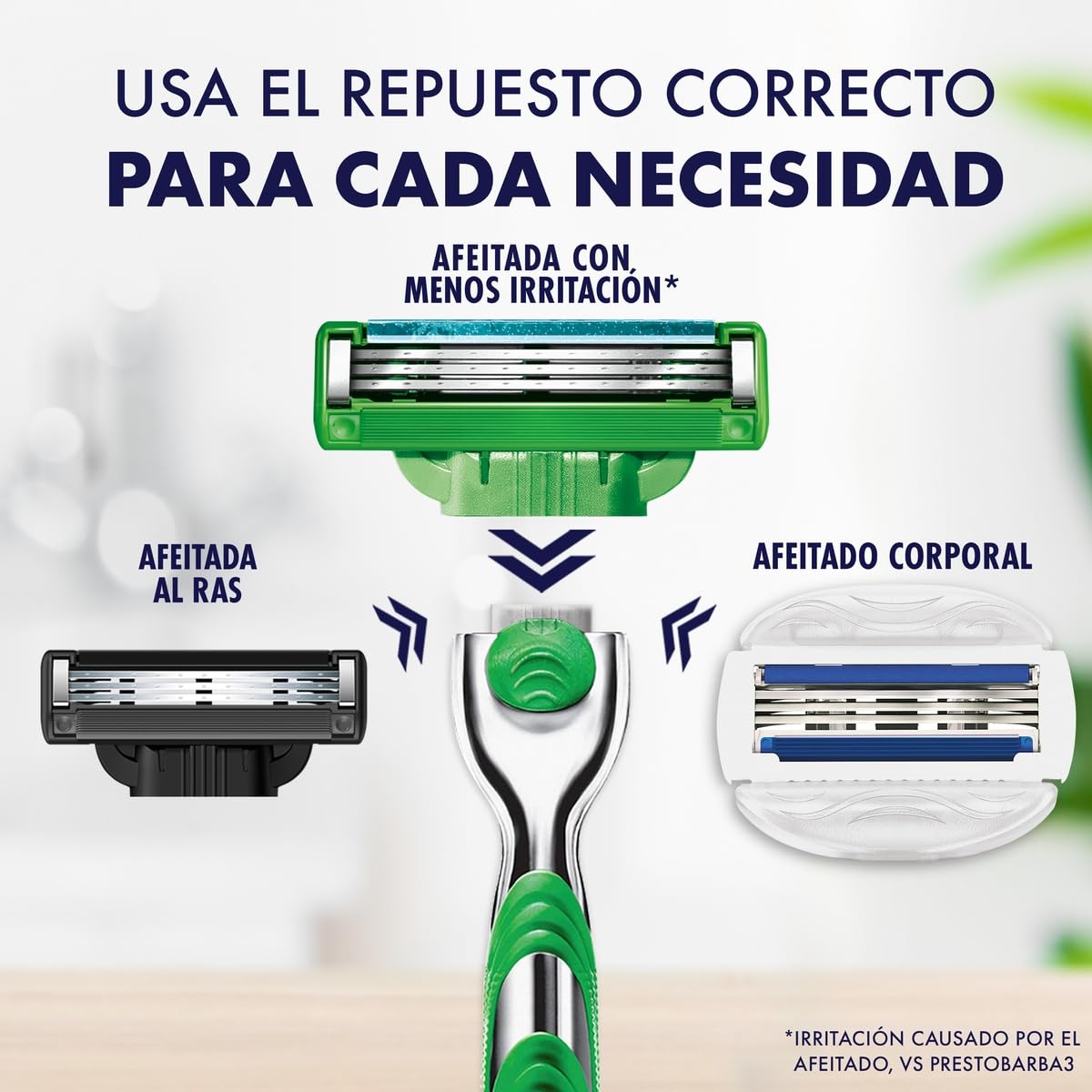 GILLETTE Mach3 Sensitive, Rastrillo para Afeitar Reutilizable, 8 Cartuchos con 3 Hojas para Rasurar, Rastrillo para Hombre con Piel Sensible