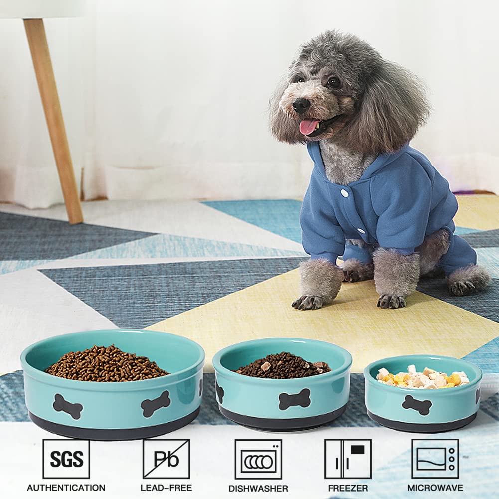 Cuencos De Cerámica SWEEJAR Turquesa con Patrón De Hueso para Perros Grandes 70 Onzas Líquidas