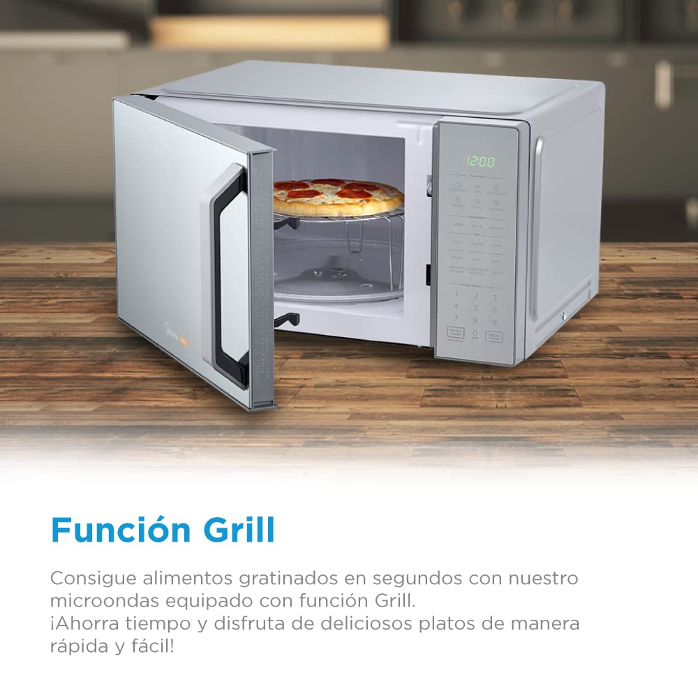 Horno de Microondas Talent Grill Midea Silver Mirror 1.1 Pies Cúbicos