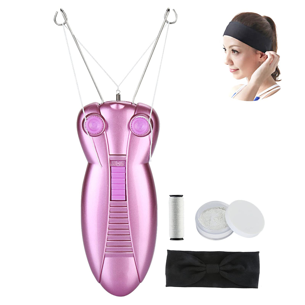 WAYCOM Ladies Facial Hair Remover Electric Women's Beauty Epilator Facial Threading Hair Removal Shaver Face Massager Pull Faces Delicate Device Depilation (Purple)