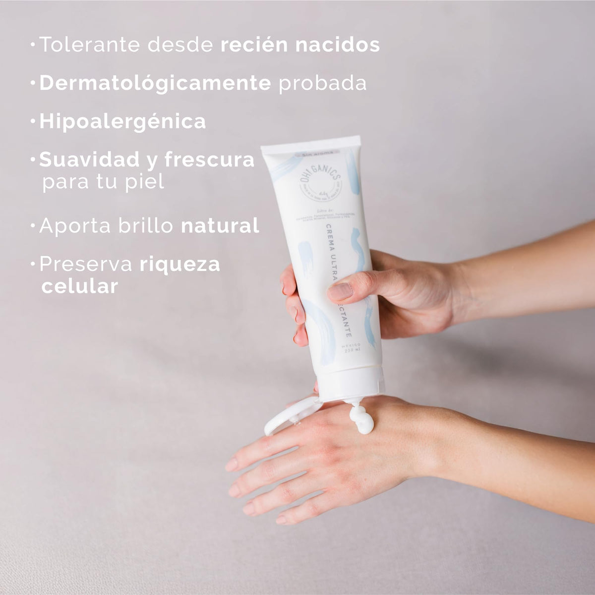 OH! GANICS Crema Ultra Humectante Bebé para Cara y Cuerpo, 250 ml