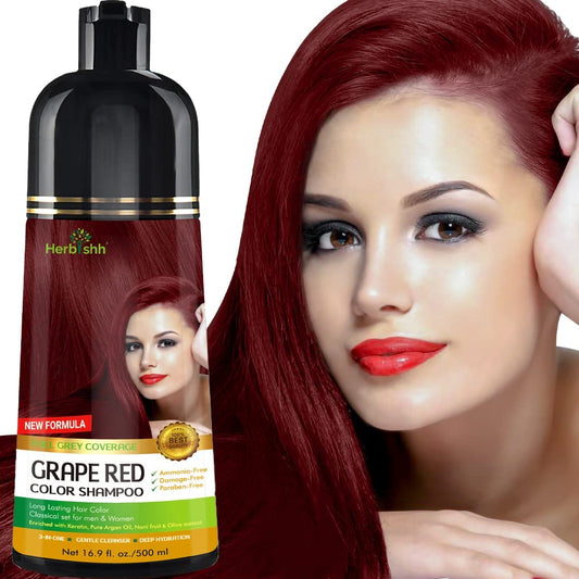 Herbishh - Champú colorante para cabello gris, champú con tinte natural para el cabello, colorea el cabello en minutos