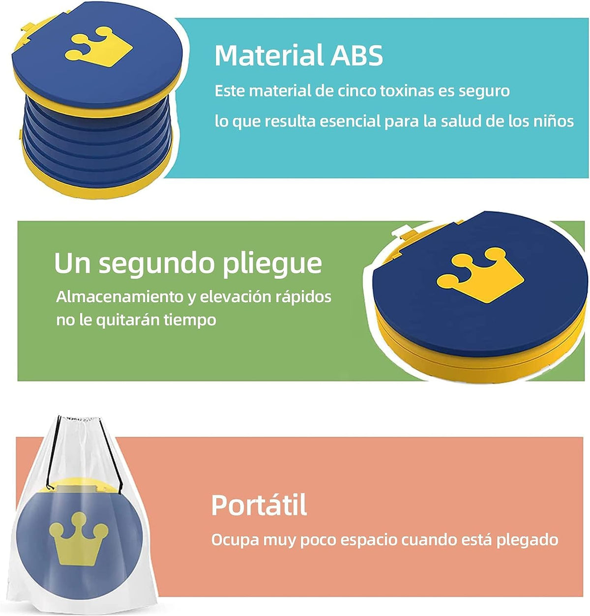 Peiono Baño Portátil para Niños, Orinal de Viaje Plegable Para Ninos(azul)