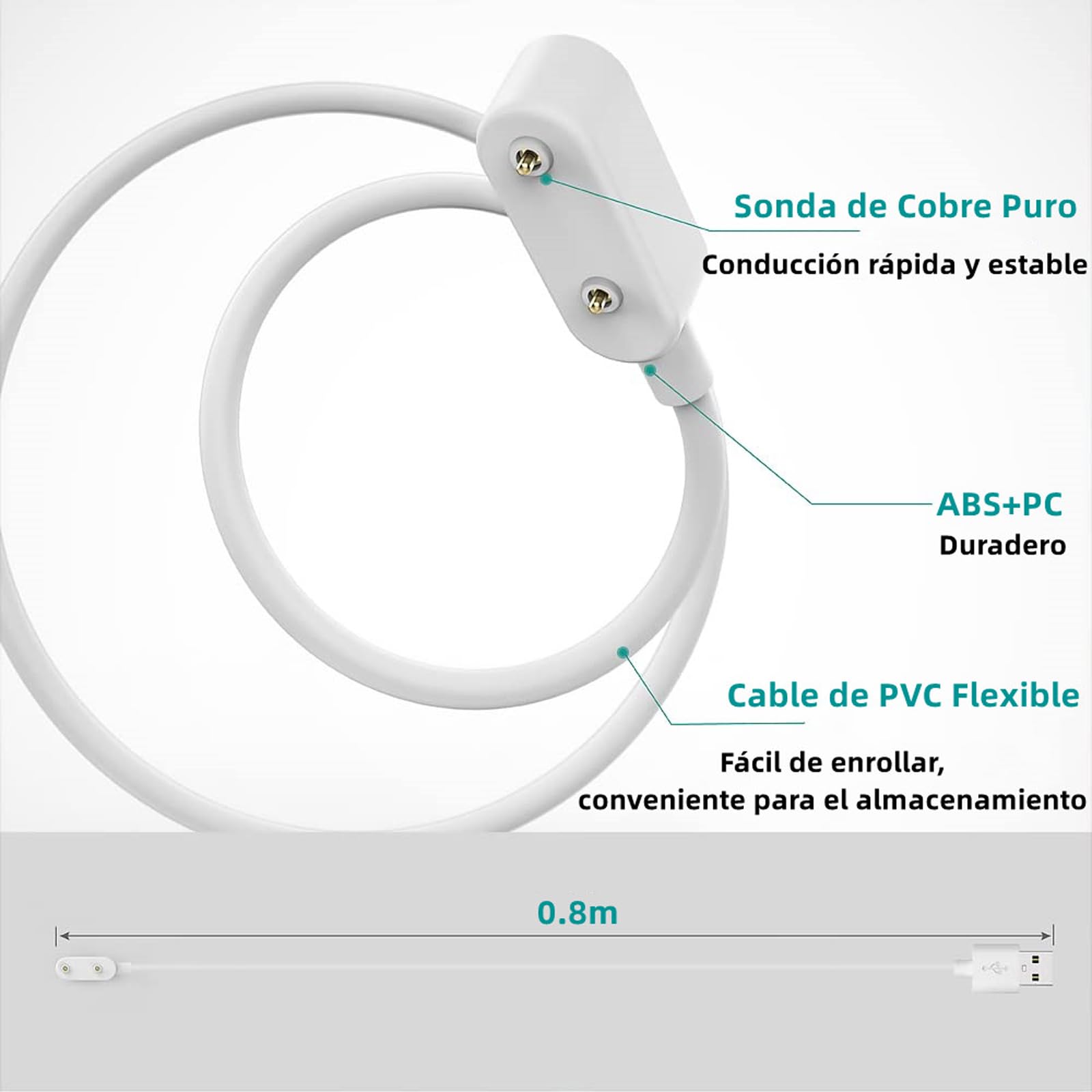 ZHIKE Cable Cargador Compatible con Huawei Band 10 9 8 7 6 y Huawei Watch Fit 3 2,Fit Special Edition,Cable de Carga para Watch Kids 4 Pro,Honor Band 10 9 7 6 (USB-A)