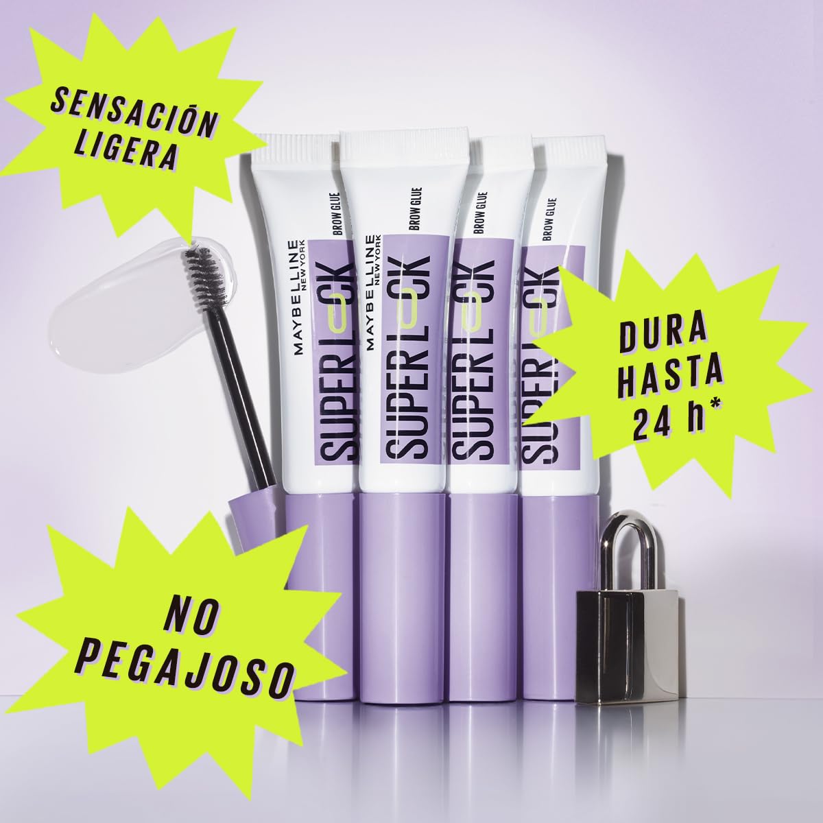 Maybelline New York SuperLock Gel fijador de cejas transparente, 7ml. Cejas esculpidas y estilizadas hasta por 24H, laminado rápido, sin sensación pegajosa, a prueba de sudor