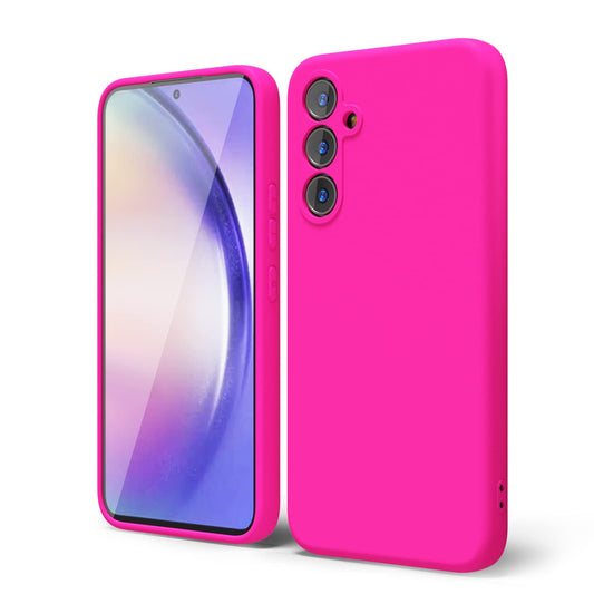 oakxco - Funda de silicona líquida para Samsung Galaxy A54 de 5 g, color sólido fluorescente, delgada, de goma suave, de poliuretano termoplástico suave, lisa, mate para mujeres y niñas, color rosa
