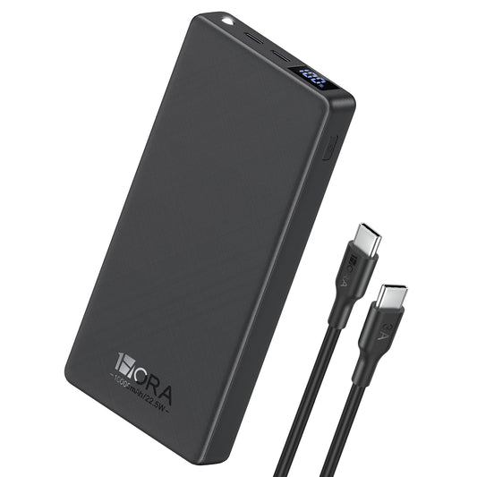 Power Bank 1 Hora Negro con Carga Rápida 10000mAh y Linterna para iPhone Samsung Xiaomi iPad