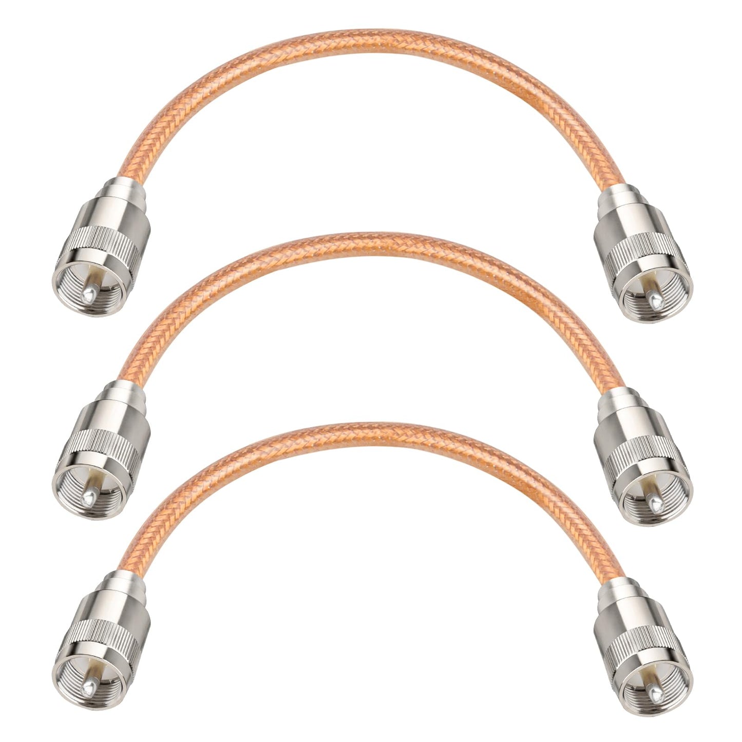 XRDS -RF 30 cm 3 piezas de cable coaxial RG8X con conectores macho PL259 UHF, núcleo de cobre sólido, blindaje trenzado, cable CB para radio ham, radio HF y dispositivos de comunicación