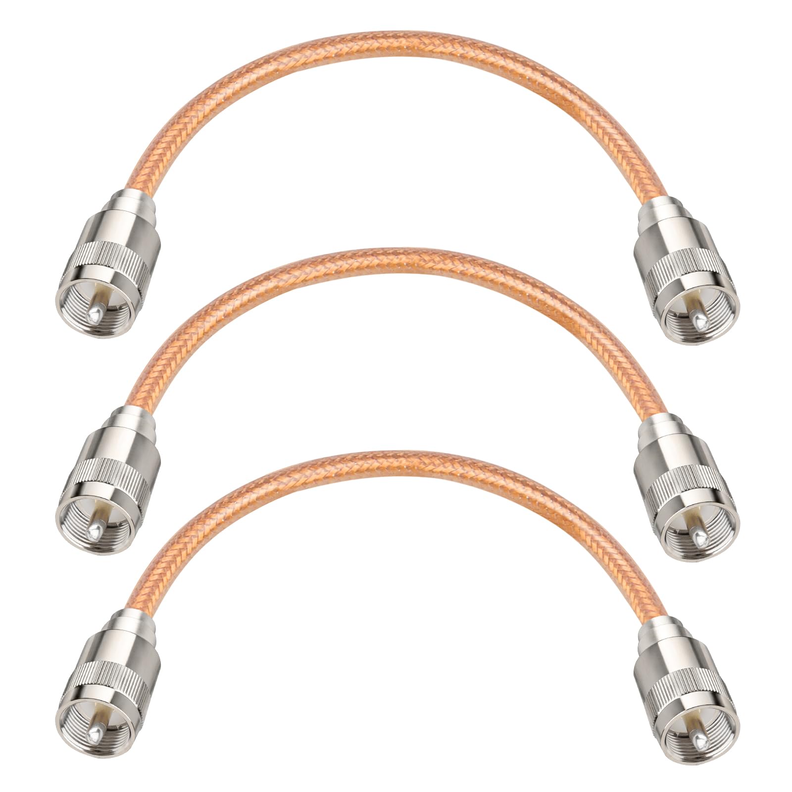XRDS -RF 30 cm 3 piezas de cable coaxial RG8X con conectores macho PL259 UHF, núcleo de cobre sólido, blindaje trenzado, cable CB para radio ham, radio HF y dispositivos de comunicación