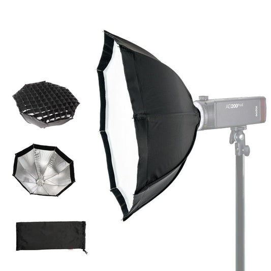 GODOX AD-S7 Softbox Octagonal 48cm Tipo Paraguas para Flash, Difusor de Luz con Grid Panal, Deflector Aluminio, Caja de Luz para Fotografia, Beauty Dish Plegable con Bolsa