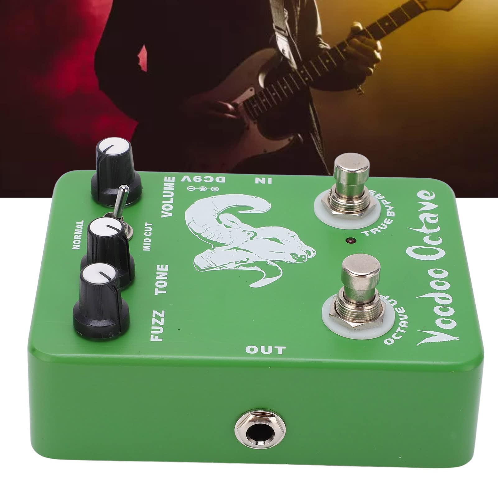 Pedales de Efectos Voodoo Octave Verde True Bypass para Guitarra