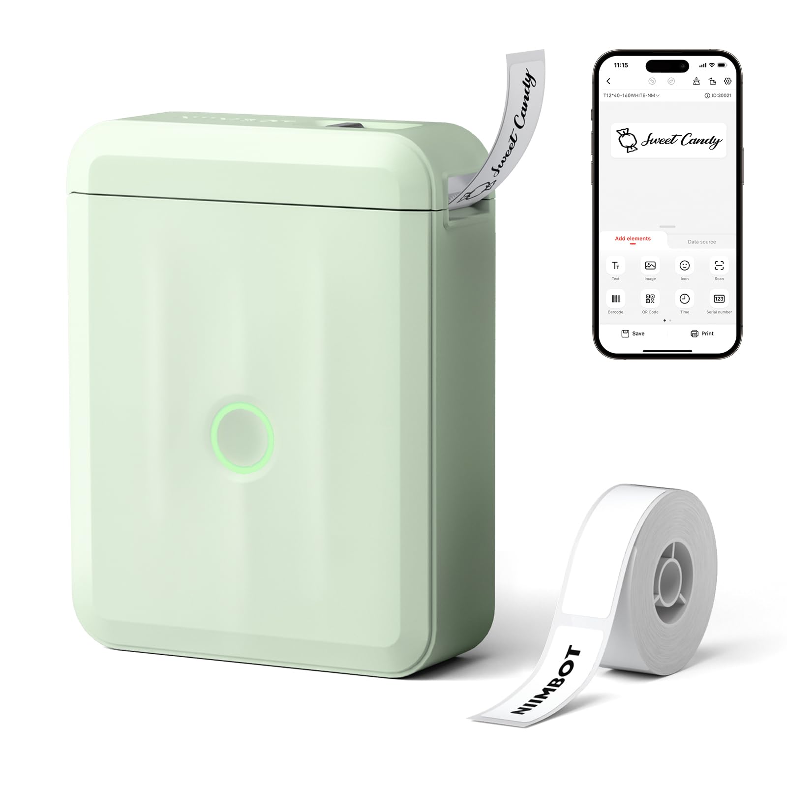 NIIMBOT D110 - Mini máquina para etiquetar con cinta, impresora térmica Bluetooth portátil, etiquetadora de calcomanías con múltiples plantillas para organización de oficina, hogar, cocina, escuela,