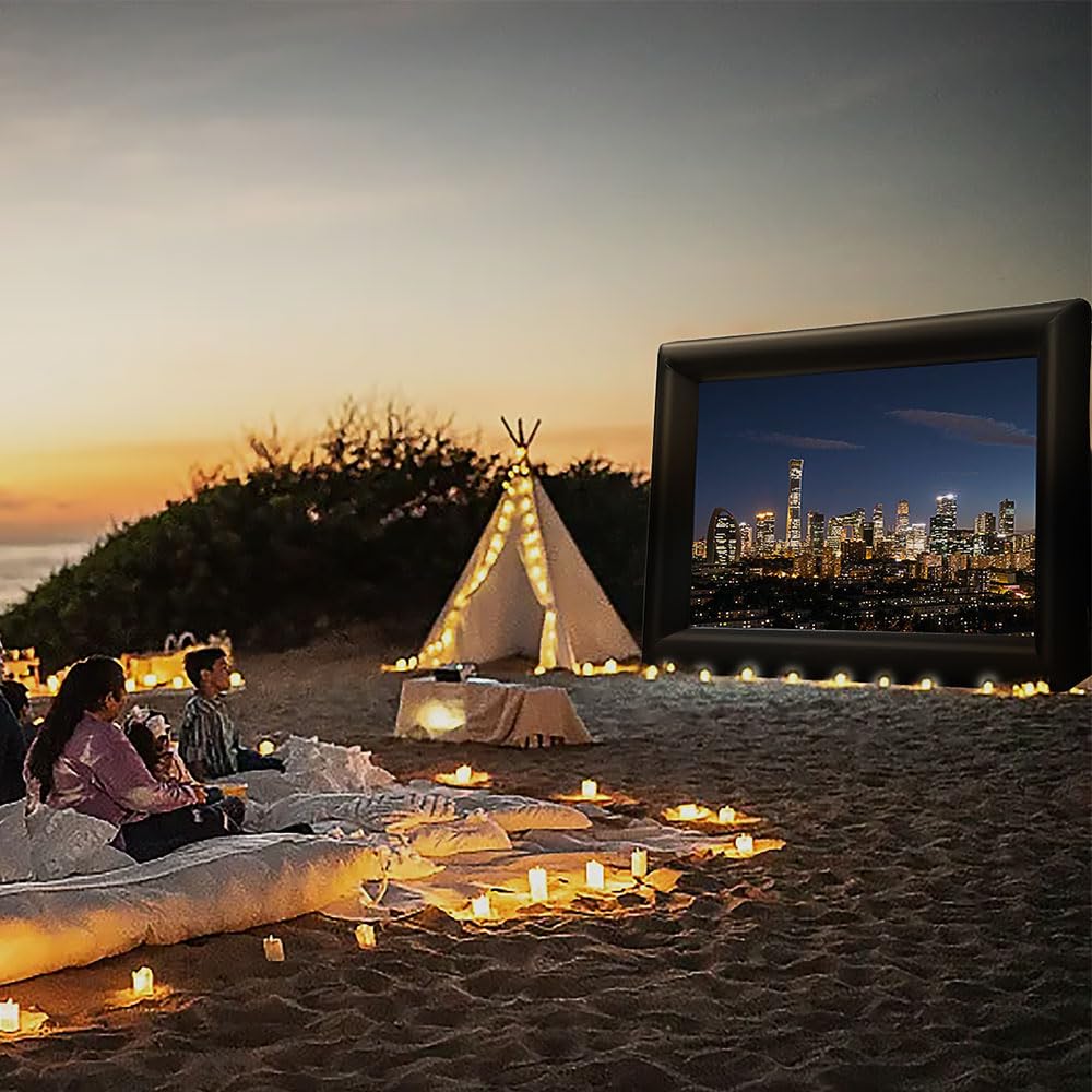 Pantalla de Proyector Inflable de 21 Pies para Interiores, Pantalla Inflable para Proyector, Pantalla Inflable para Películas con Soplador, Pantalla de Proyección de Cine Inflable Portátil