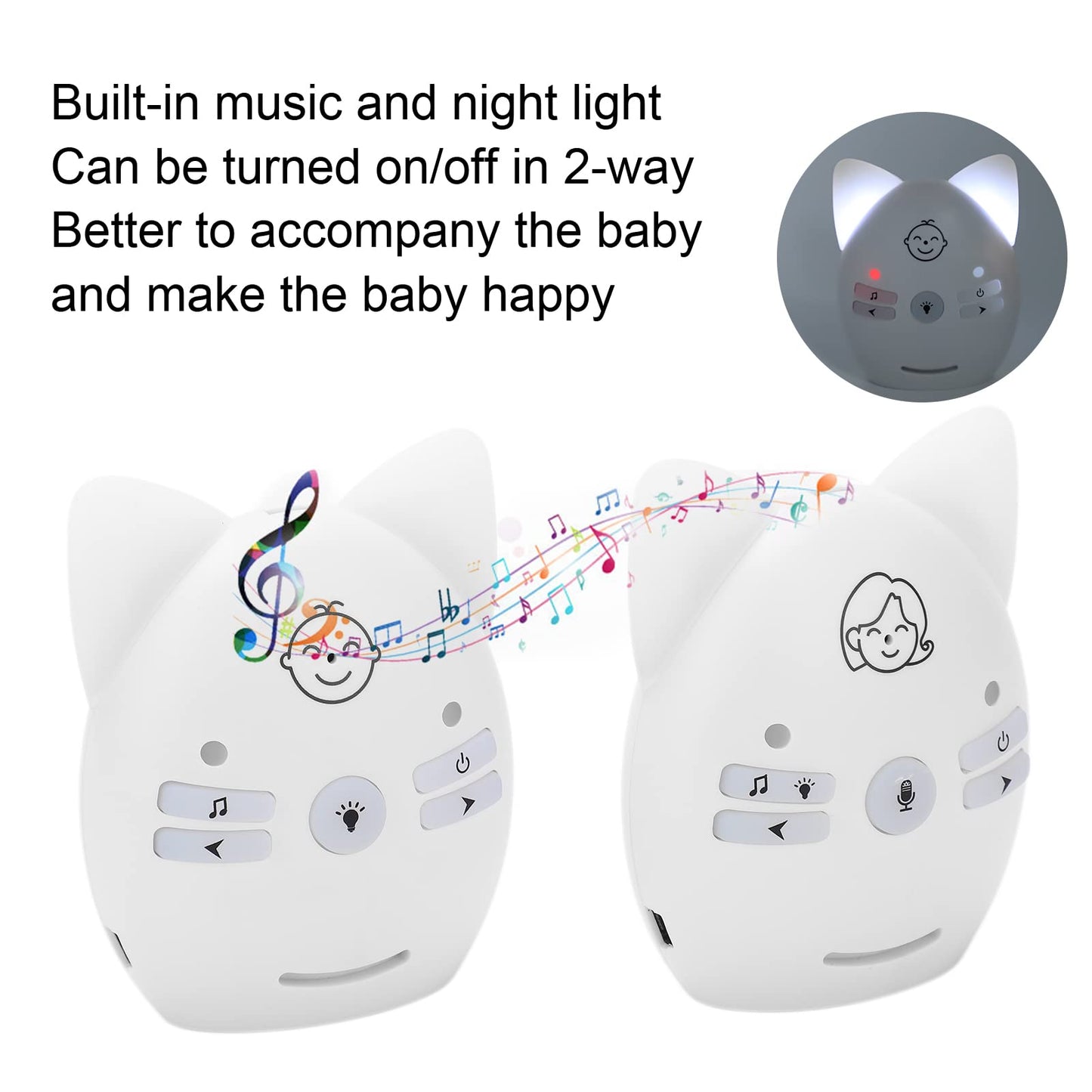 Monitor de Sonido para Bebés Blanco Ajustable Digital de Largo Alcance y Conversación Bidireccional