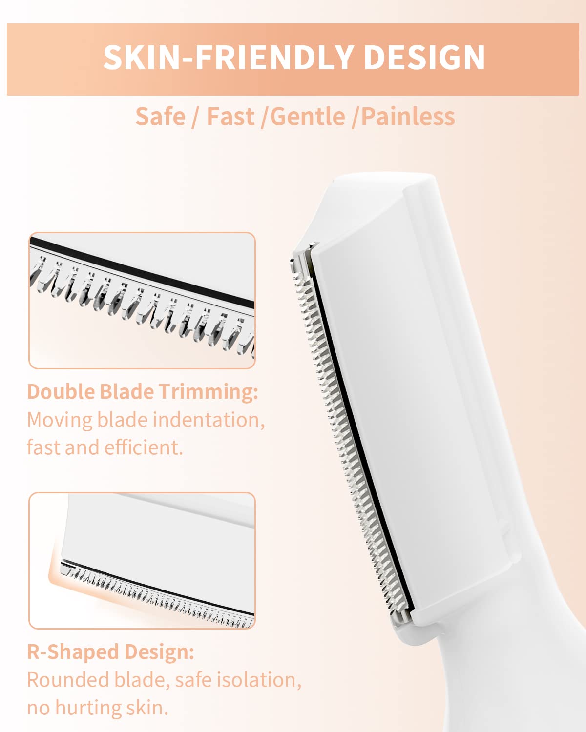 Cortadora de cejas, maquinilla de afeitar eléctrica de cejas para mujeres y hombres, recargable luz LED indolora, removedor de vello facial con cuchilla de repuesto para cara, labios, cuello, piernas