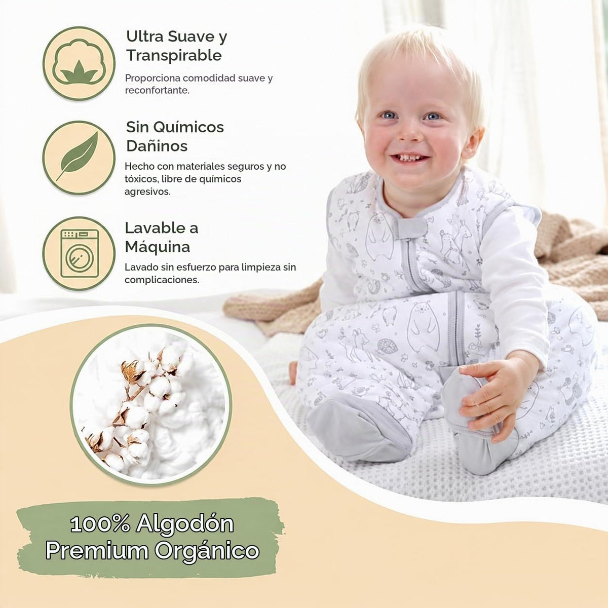 Saco de Dormir para Niños Pequeños Mama Cheetah con Pies 3T-4T, Manta Portátil de Algodón Orgánico de 1.0 TOG para Bebés con Patas, Bolsa de Dormir para Caminantes, Gran Saco de Dormir para Primeros