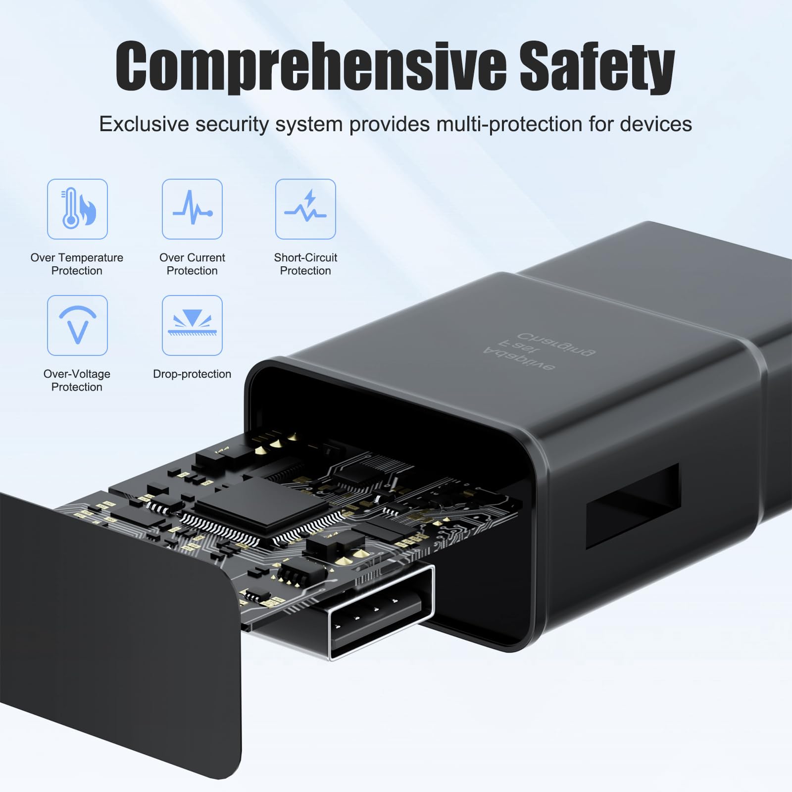 Cargador rápido adaptativo con cable tipo C de 6 pies para Samsung Galaxy S10/S10e/S10 Plus/S9/S9 Plus/S8/S8 Plus/A13/S23/A30/A31/A32/A50/A51/A52/A53/Note 20/Note 10/Note 9/S20/S21/S2222 2-(2-2