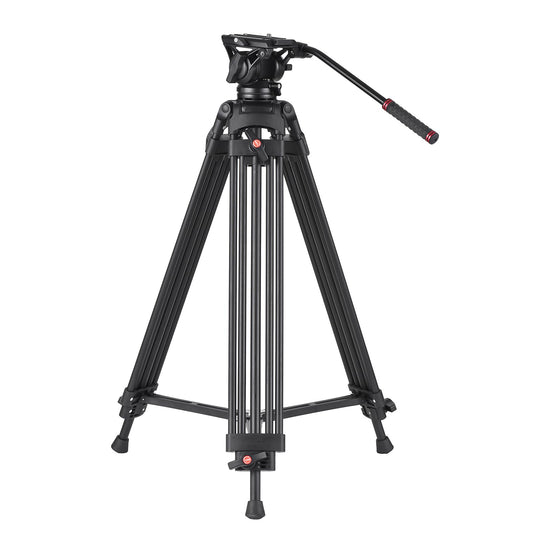 Tripie Profesional Aleación de Aluminio 180cm con Cabezal Hidráulico Fluido Panorámico para Cámaras DSLR y Videocámaras