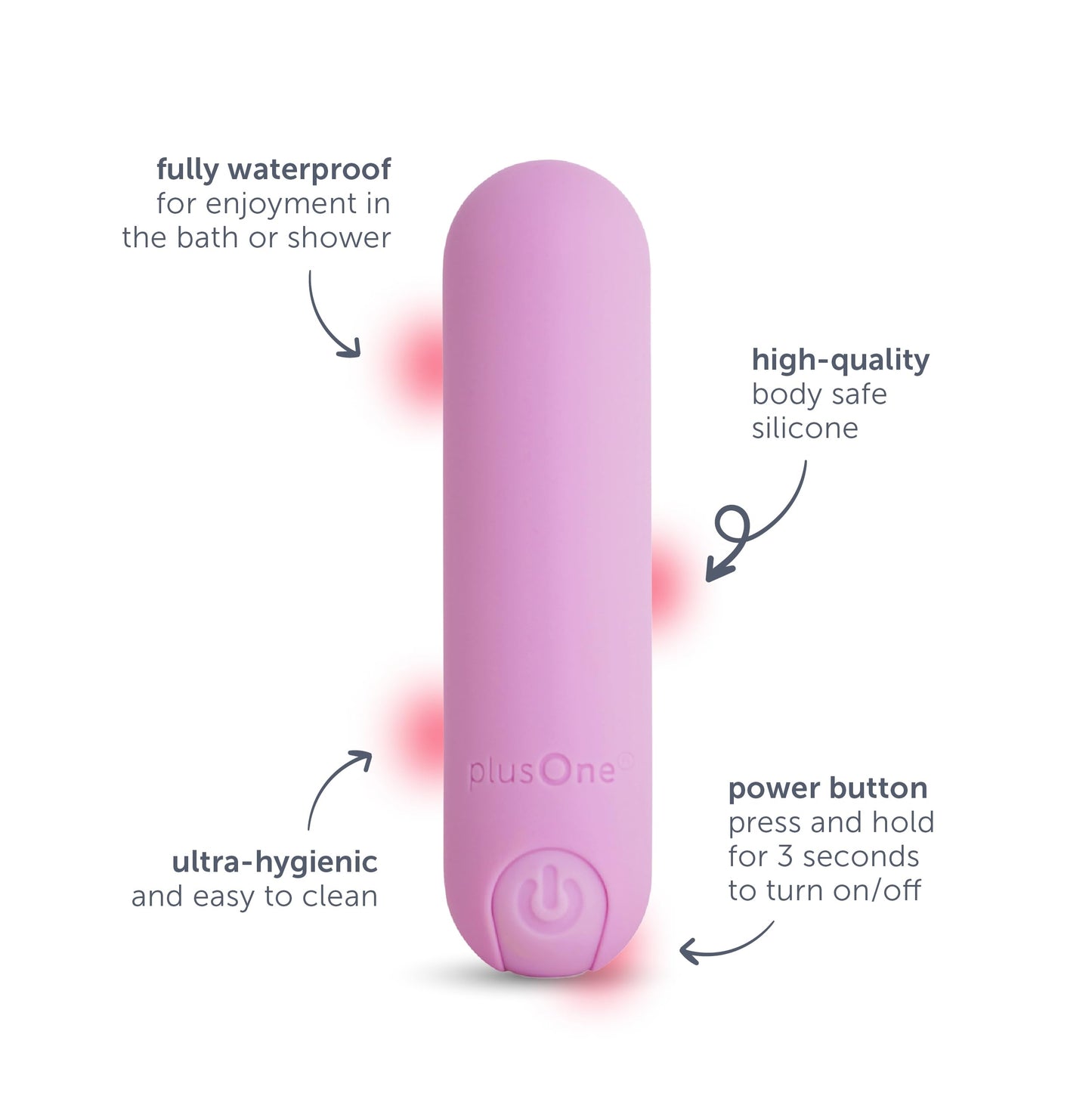 Vibrador Bala plusOne Rosa Silicona BodySafe Impermeable Recargable para Mujer