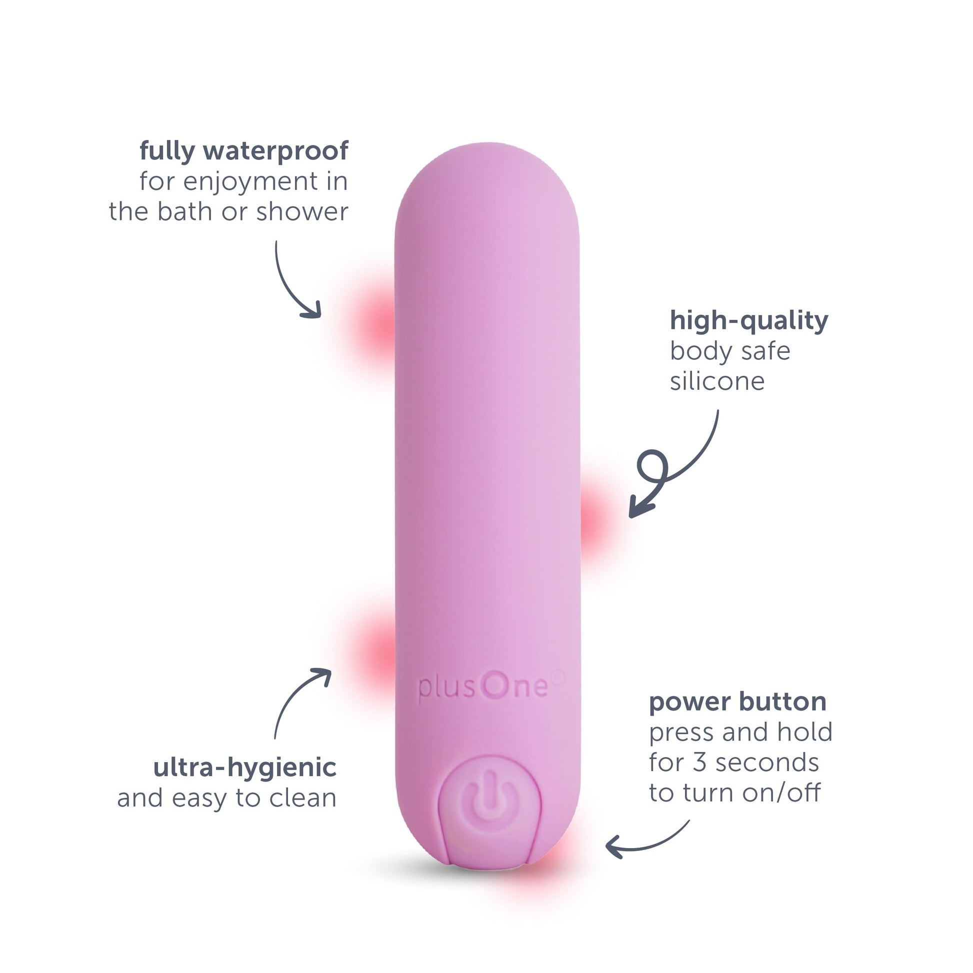 Vibrador Bala plusOne Rosa Silicona BodySafe Impermeable Recargable para Mujer