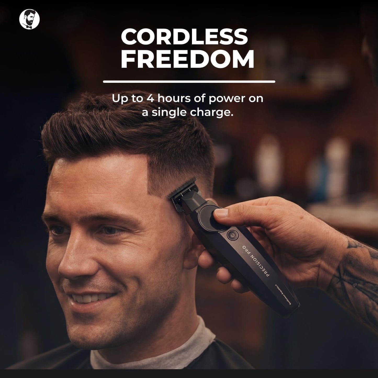 Gentlemen Republic Precision Pro - Recortadora de barba profesional para hombres con hoja de cero huecos, motor de alto par, carga rápida USB-C, 2 horas de cabello inalámbrico y recortadora de línea