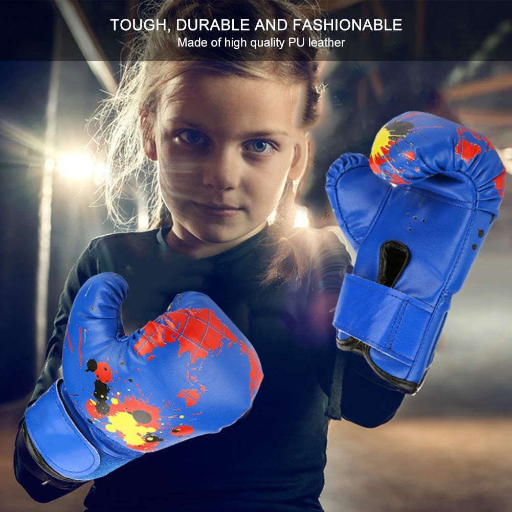 Guantes de Boxeo para niños de Poliuretano para Sparring y Entrenamiento, para niños de 2 a 11 años, Color Azul Equipo Deportivo Infantil