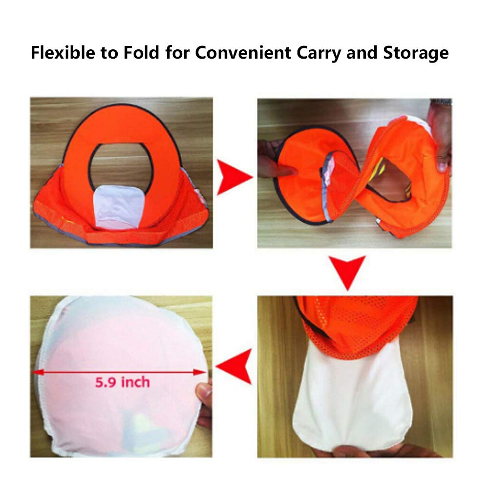 Haofy Casco de Verano al Aire Libre Sombrilla Protector Solar Transpirable Casco de Seguridad Sombra ala Completa Malla Cuello Cubierta Protectora Escudo Casco Sombra Naranja
