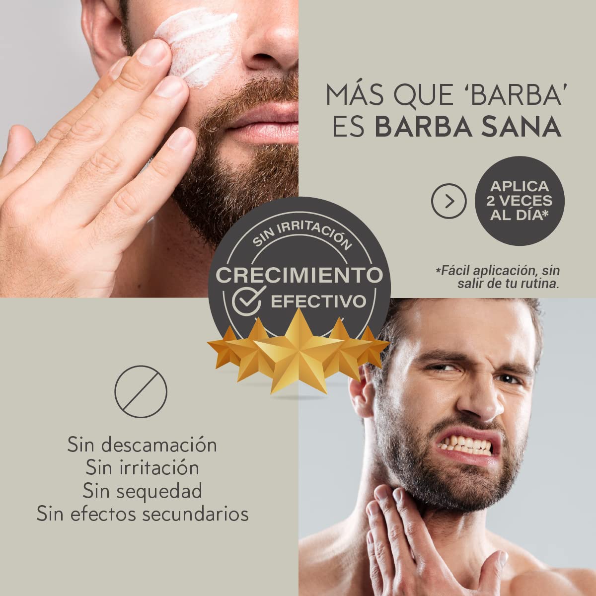 Bálsamo para Crecimiento de Barba y Bigote NOT-MINOX Media o Huecos con Biotina 3% para Hombre