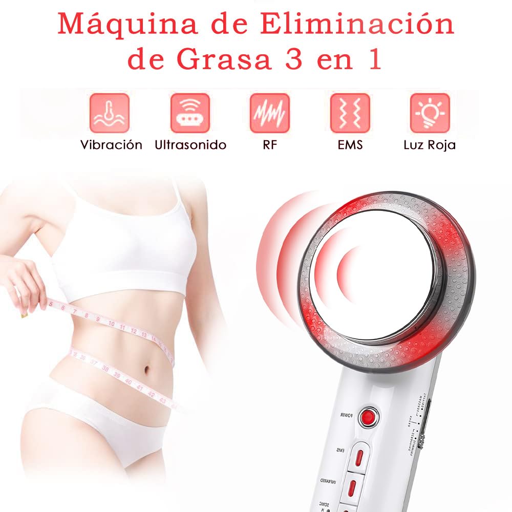 MXBEAUTY Masajeador electrico 3 en 1,Máquina ultrasónico Multifuncional,3 en 1 Máquina De Ultrasonido De Belleza Multifuncional,con Infrarrojo,para Brazo, Vientre, Cintura, Pierna