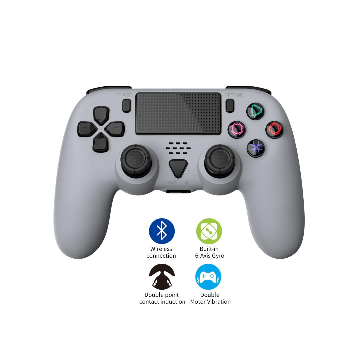 Controlador inalámbrico compatible con ps5 / ps5 Pro / ps5 Slim - controlador inalámbrico con altavoz incorporado / joystick de precisión / programación de botones Turbo / avanzado y batería recargable 1000mah (azul - gris)