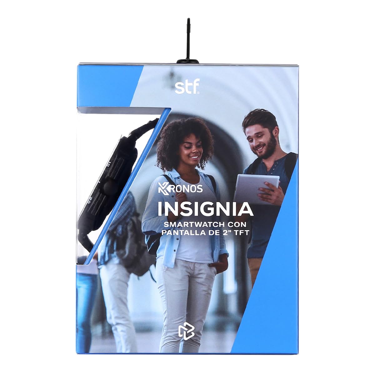 Smartwatch STF Kronos Insignia Negro con Pantalla de 2 Pulgadas y Protección IP65 para Salpicaduras