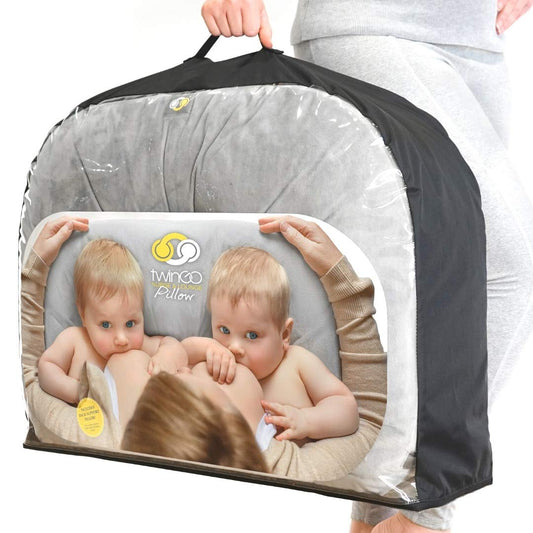 Almohada TwinGo gris para lactancia materna de gemelos con 8 usos, XS a tallas grandes, para bebés Preemie 0-12+ meses