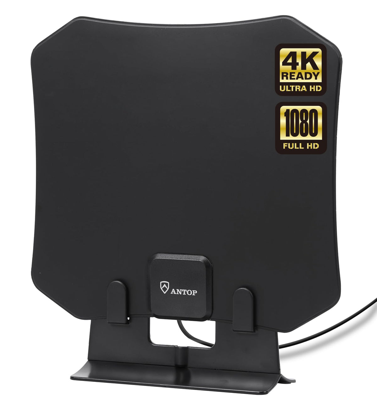 Antena de TV HD ANTOP Negra con Recepción Multidireccional para Interiores Compatible con Canales Locales 4K 1080P UHF VHF