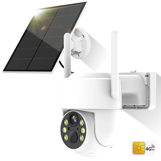 Cámara de Seguridad EASYTAO Q25 Blanco Inalámbrica Exterior 4G con Panel Solar y Batería 8000mAh 4MP