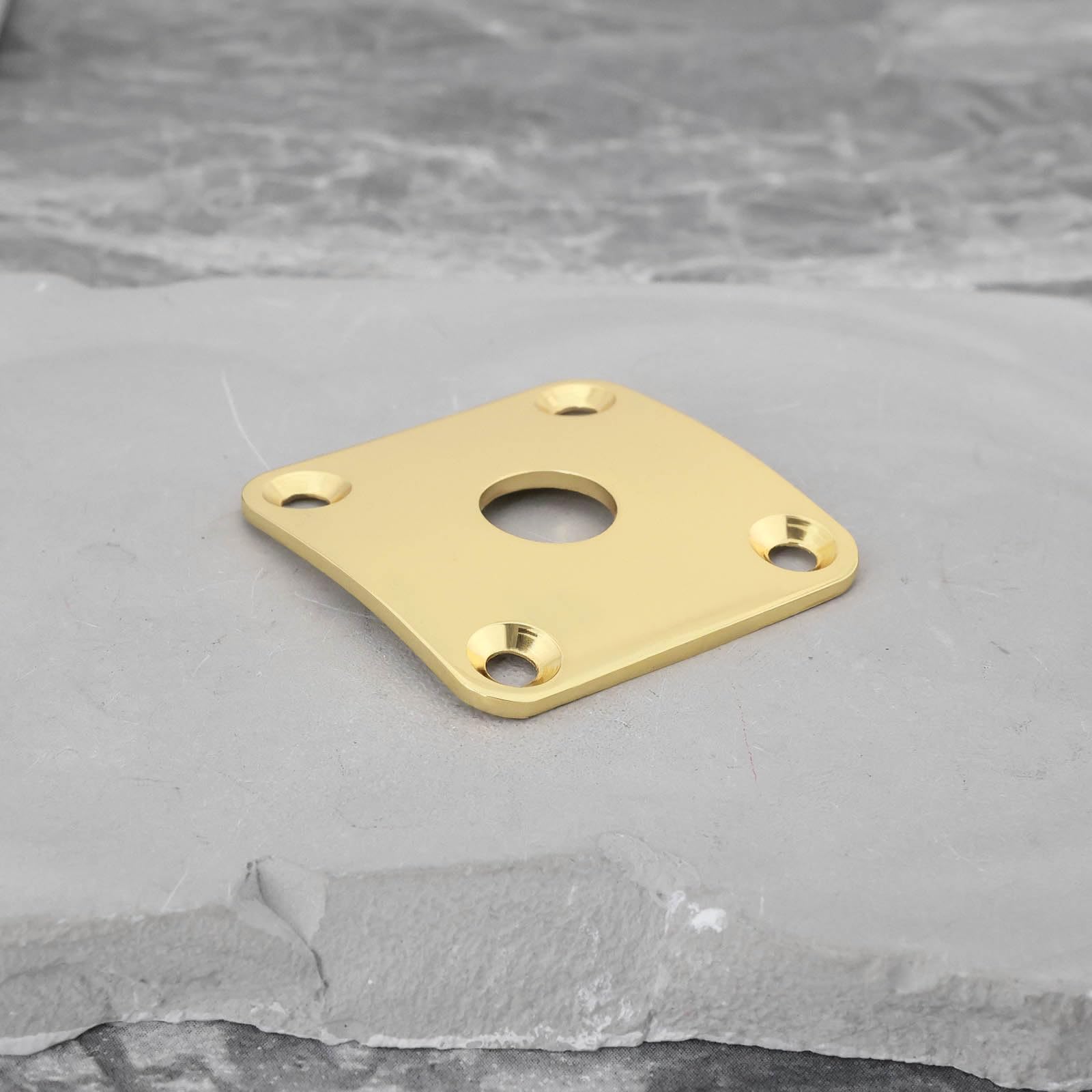 YINETTECH - Cubierta de enchufe de guitarra eléctrica cuadrada de chapa de metal de 35 x 35 mm, apertura de 10 mm, con tornillos compatibles con Gibson Les Paul se adapta a Jack Gold de 1/4 pulgadas