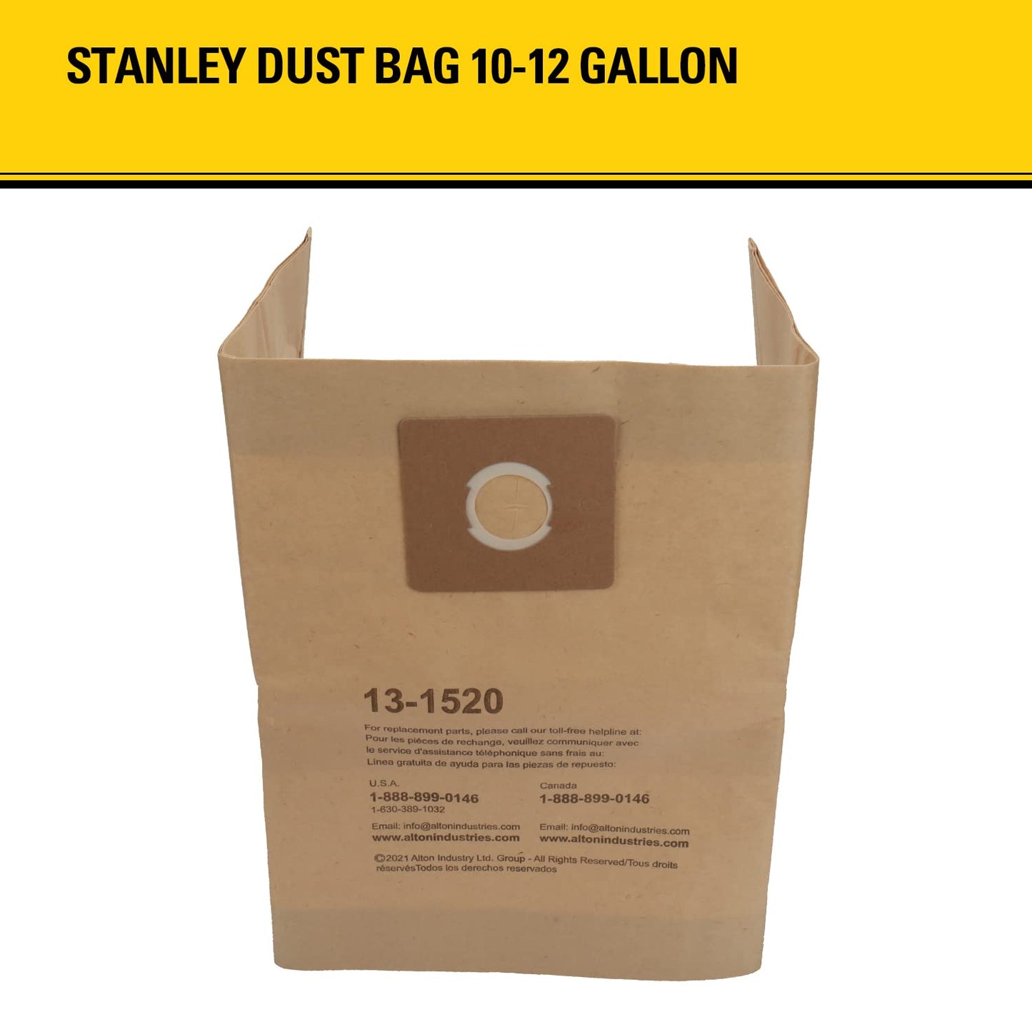 Bolsa de Filtro Desechable Stanley 13-1520 para Aspiradoras Húmedas o Secas de 10 Galones, Paquete de 3
